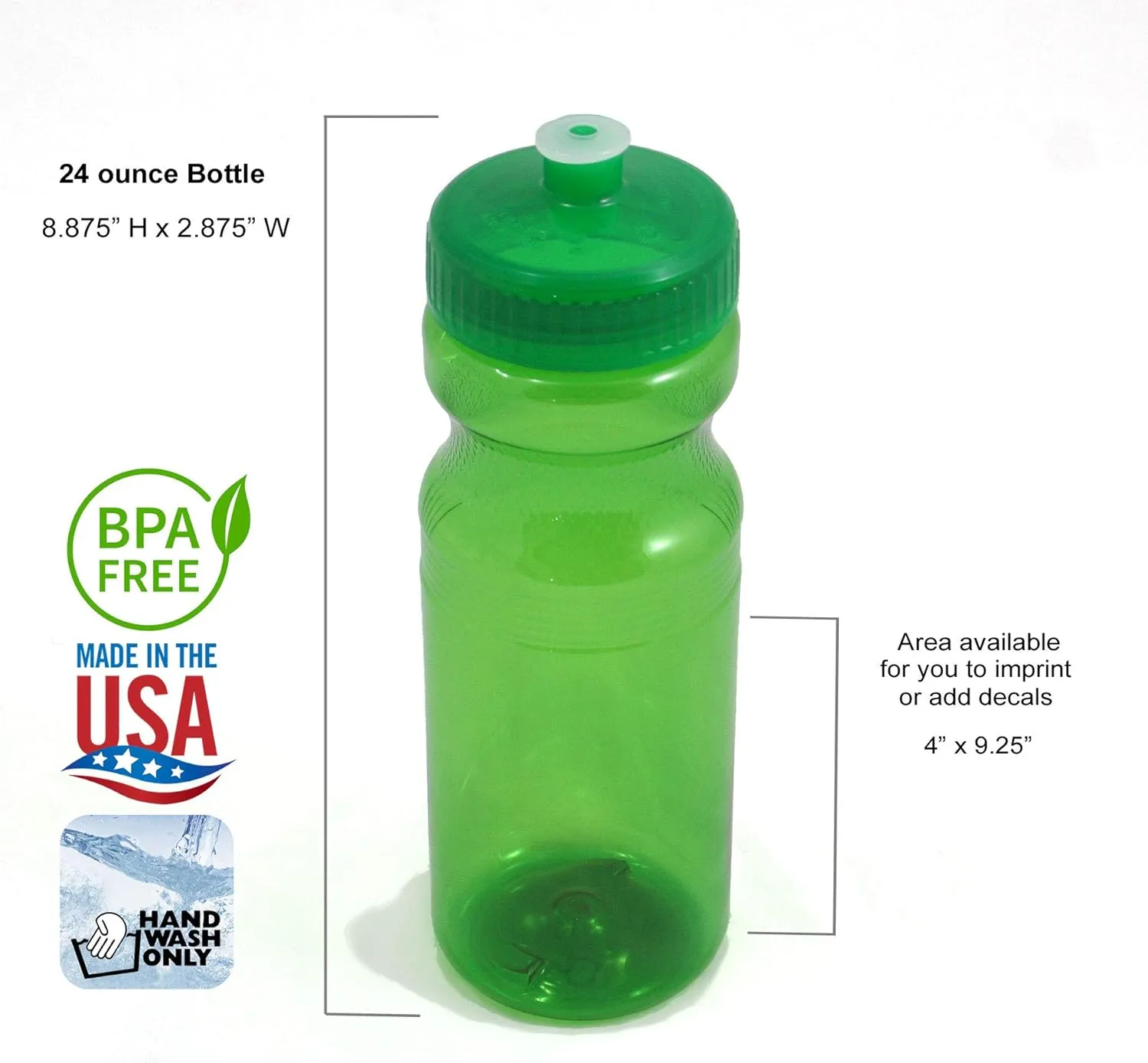 Rolling Sands BPA-Free 24 Ounce Water Bottles, Bulk 30 Pack, Made in USA
