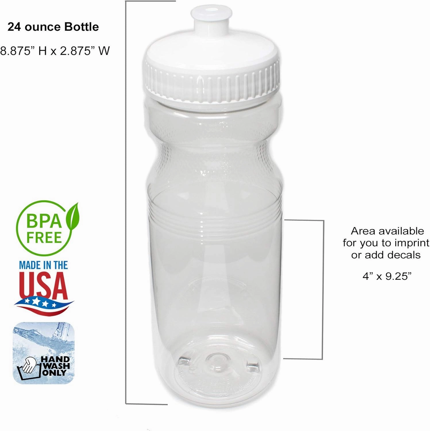 Rolling Sands BPA-Free 24 Ounce Water Bottles, Bulk 30 Pack, Made in USA