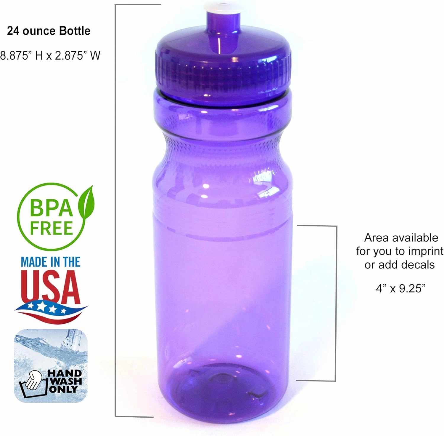 Rolling Sands BPA-Free 24 Ounce Water Bottles, Bulk 30 Pack, Made in USA