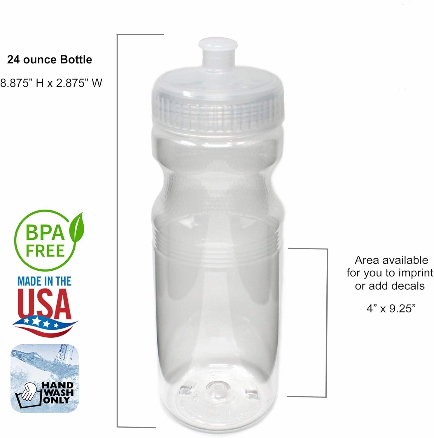 Rolling Sands BPA-Free 24 Ounce Water Bottles, Bulk 30 Pack, Made in USA