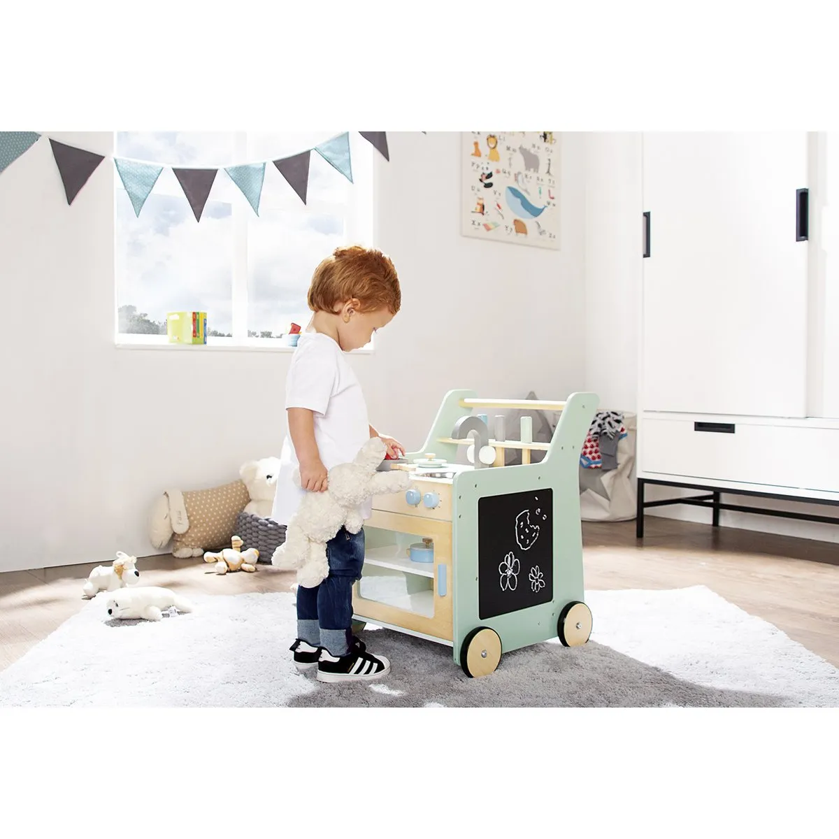 Rootz 'Kalle' Children's Kitchen - Play Kitchen - Toy Kitchen - Encourages Creativity - 45cm x 48cm x 58cm - Pastel Green