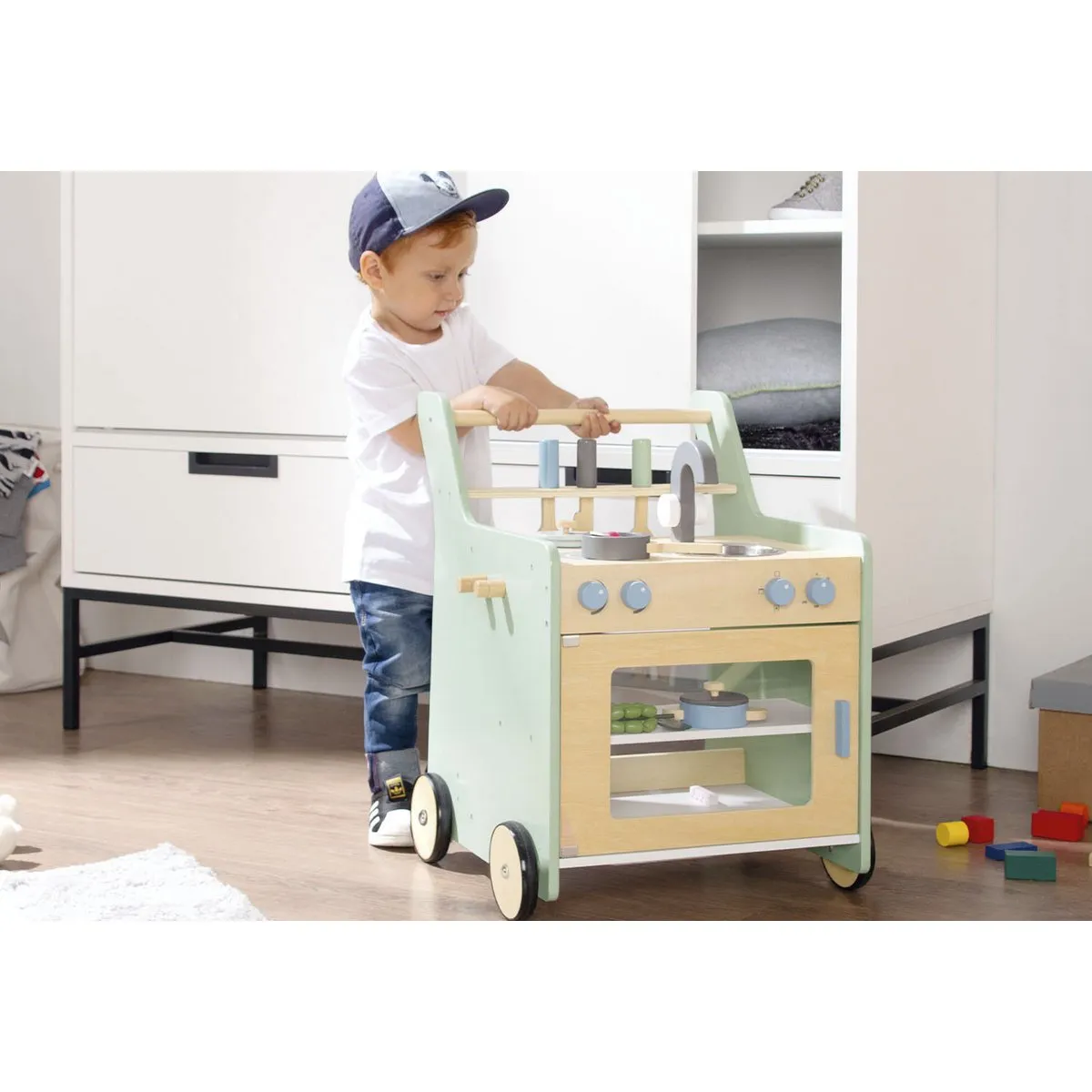 Rootz 'Kalle' Children's Kitchen - Play Kitchen - Toy Kitchen - Encourages Creativity - 45cm x 48cm x 58cm - Pastel Green