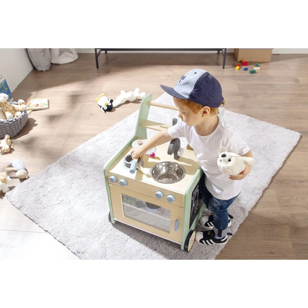 Rootz 'Kalle' Children's Kitchen - Play Kitchen - Toy Kitchen - Encourages Creativity - 45cm x 48cm x 58cm - Pastel Green