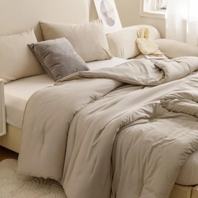 ROSGONIA King Size Comforter Set Oatmeal, 3pcs (1 Boho Comforter & 2 Pillowcases), All Season Bedding Soft Lightweight Bedspread Blanket Quilt
