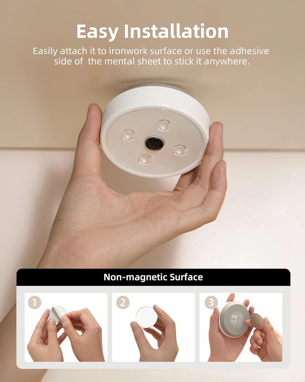 Round LED Motion Sensor Light Puck Pro Pack of 6