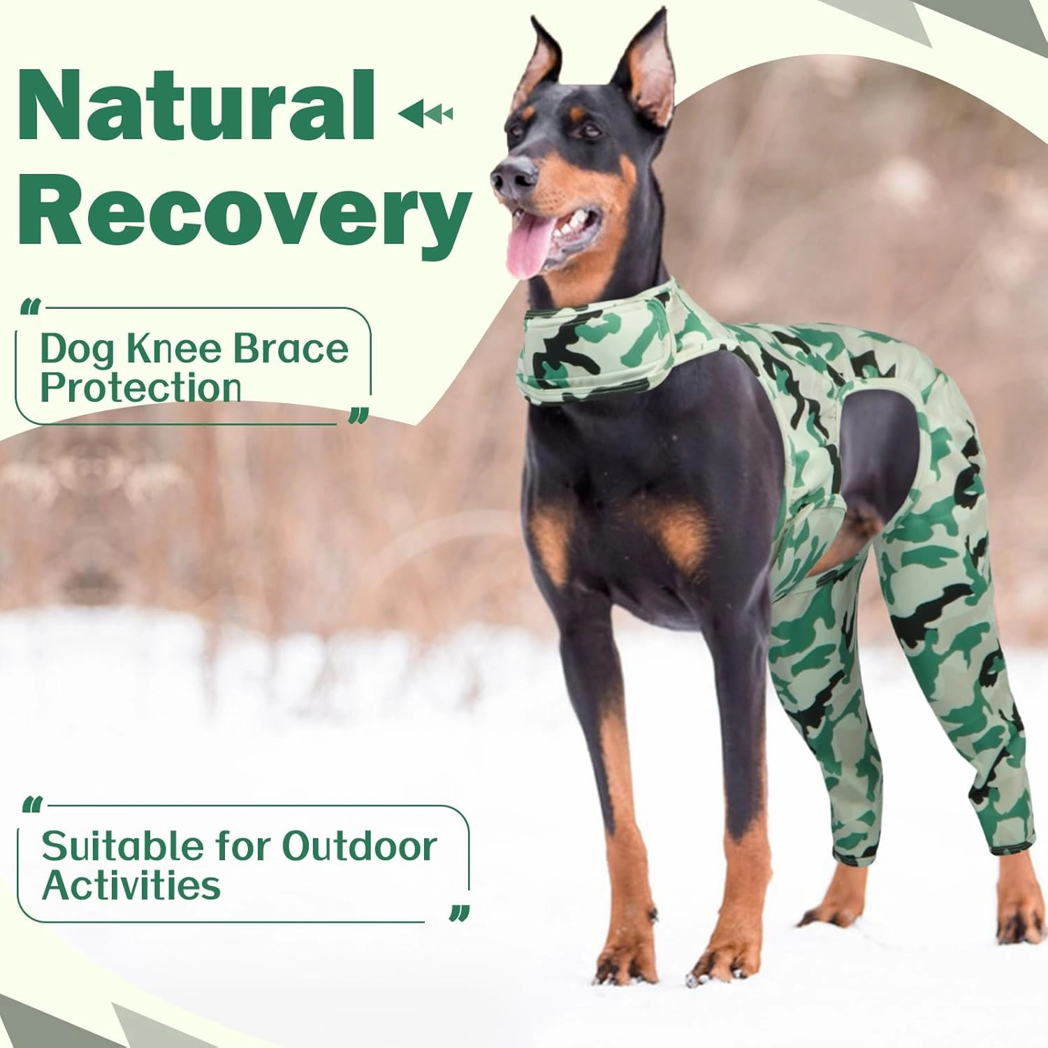 ROZKITCH Dog Surgery Recovery Sleeve Rear Legs, Pet Sleeve to Prevent Licking Wound Elbow Brace Protector, Dog Recovery Suit Cone Collar Alternative for Sprain ACL CCL Arthritis Joint Care Camo 3XL