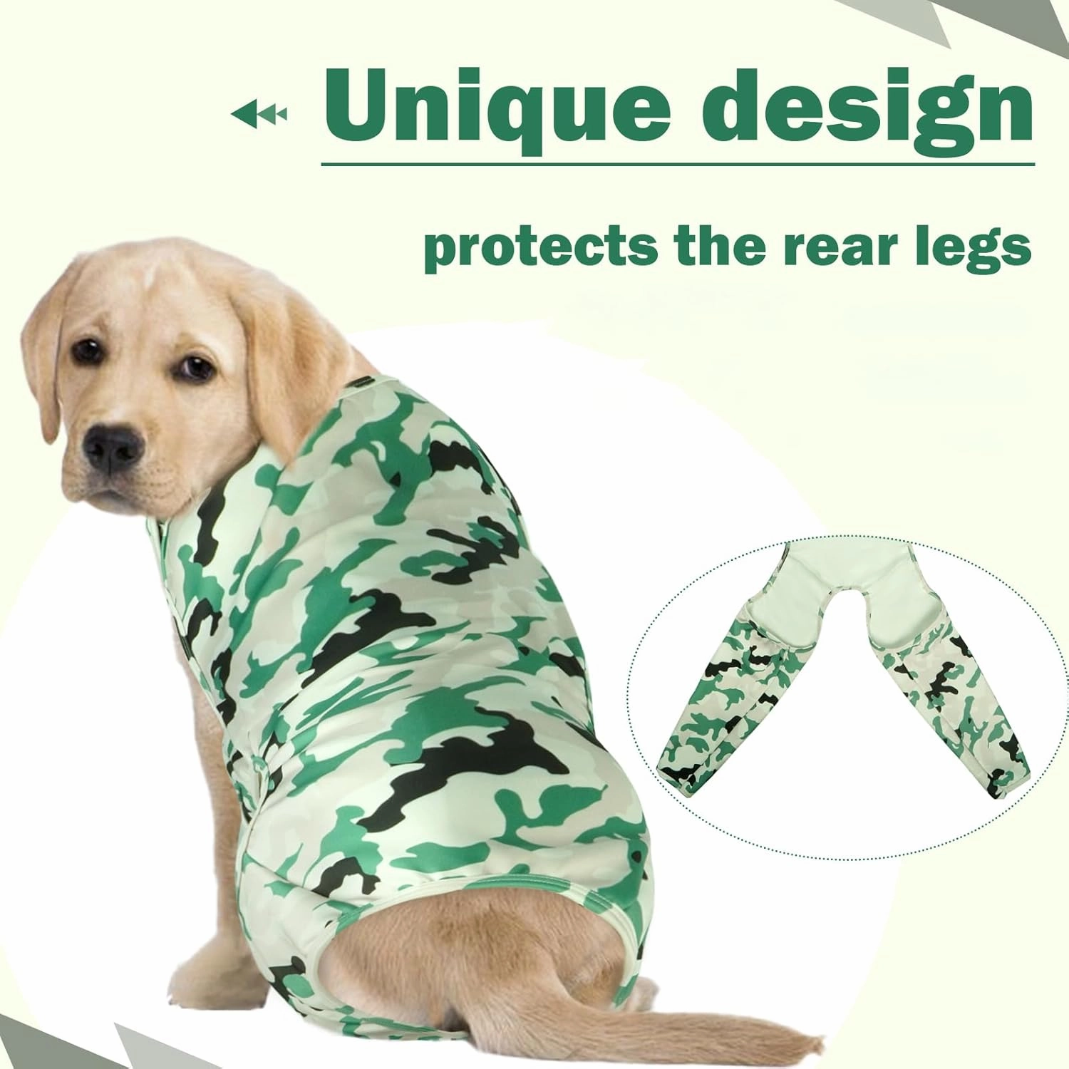 ROZKITCH Dog Surgery Recovery Sleeve Rear Legs, Pet Sleeve to Prevent Licking Wound Elbow Brace Protector, Dog Recovery Suit Cone Collar Alternative for Sprain ACL CCL Arthritis Joint Care Camo 3XL