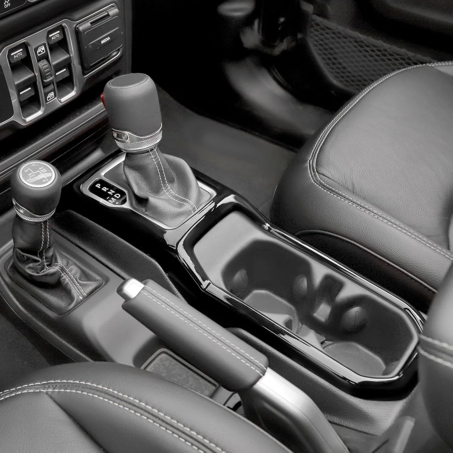 RT-TCZ for Jeep JL Gear Shift Cup Holder Panel Trim Cover for Jeep Wrangler JL JLU 2018 up for Gladiator JT 2020 up Black Interior Accessories