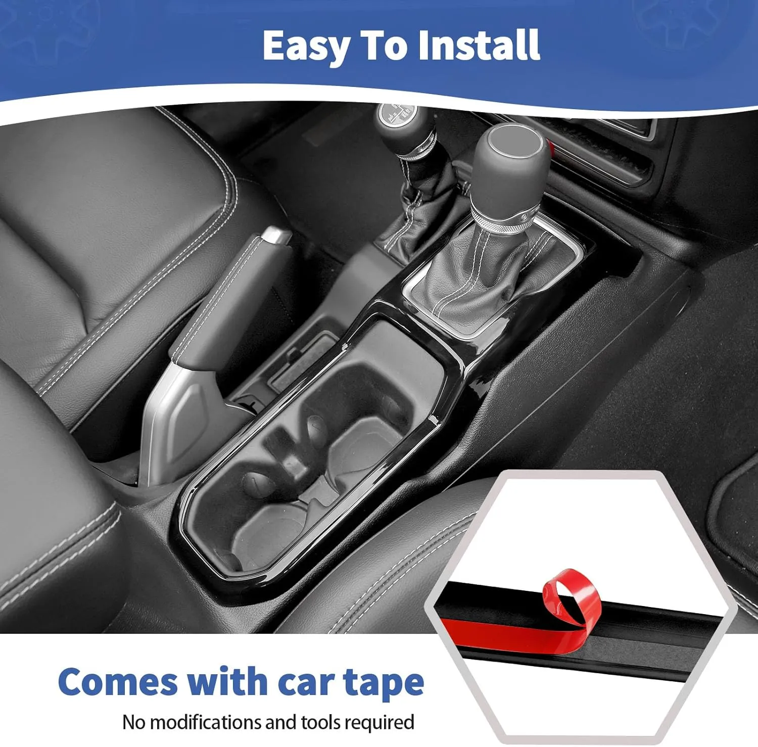 RT-TCZ for Jeep JL Gear Shift Cup Holder Panel Trim Cover for Jeep Wrangler JL JLU 2018 up for Gladiator JT 2020 up Black Interior Accessories