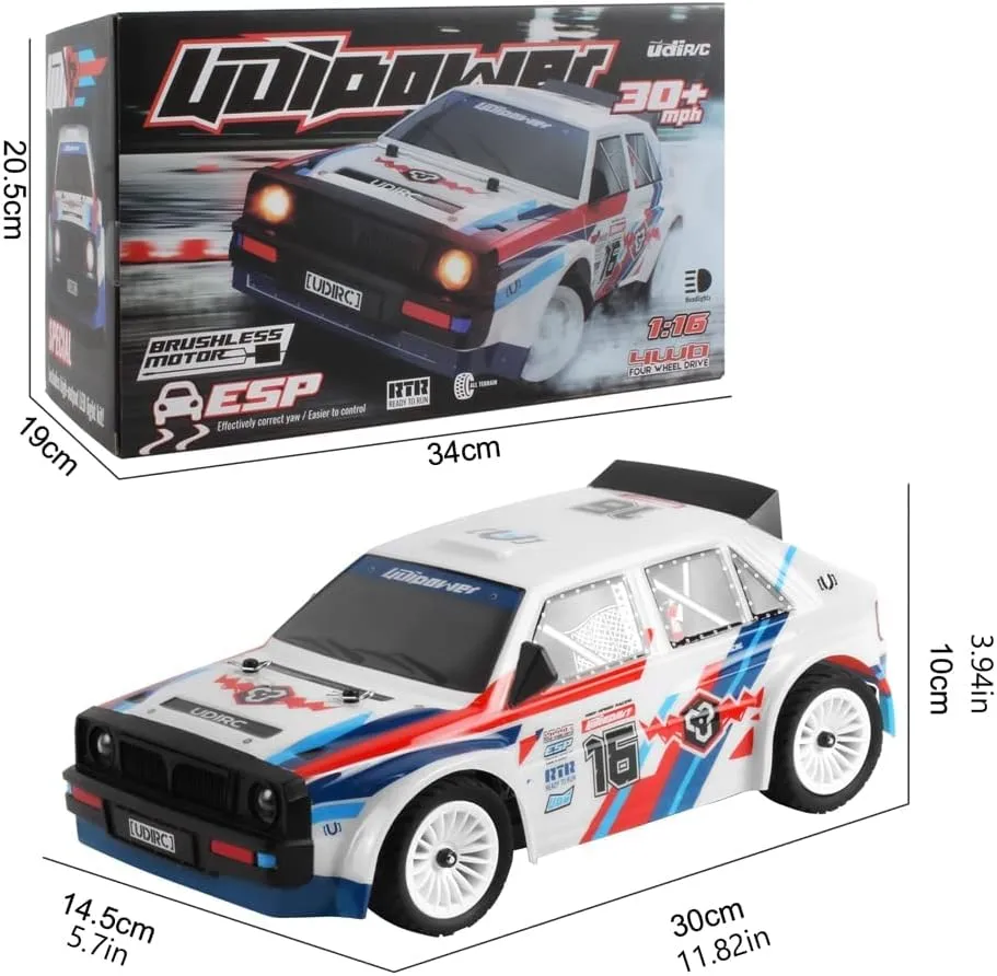 RTR RC Drift Car, 1:16 Large Scale 2.4G Remote Control Super Sport Racing Car, 4WD High Speed Hobby Toy Drifting Race Car Vehicle for 8  Kids Teens and Adults