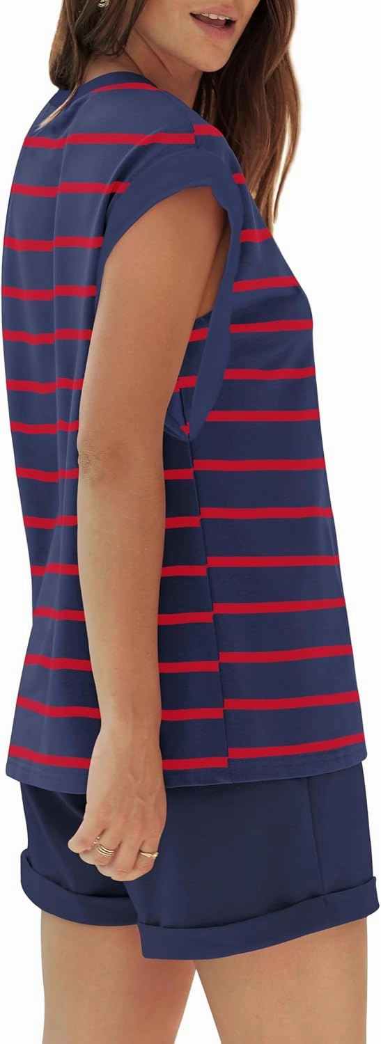 RUBZOOF 2 Piece Outfits for Women Lightweight Matching Lounge Sets Cap Sleeve Top and Elastic Waisted Shorts