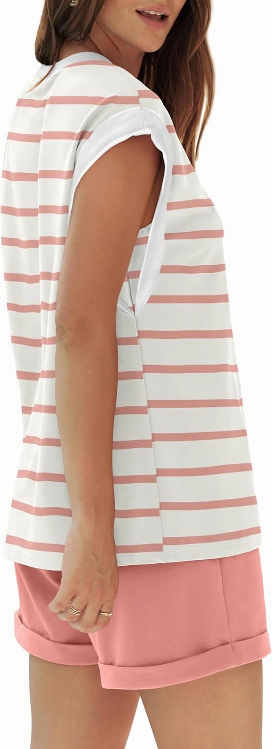RUBZOOF 2 Piece Outfits for Women Lightweight Matching Lounge Sets Cap Sleeve Top and Elastic Waisted Shorts