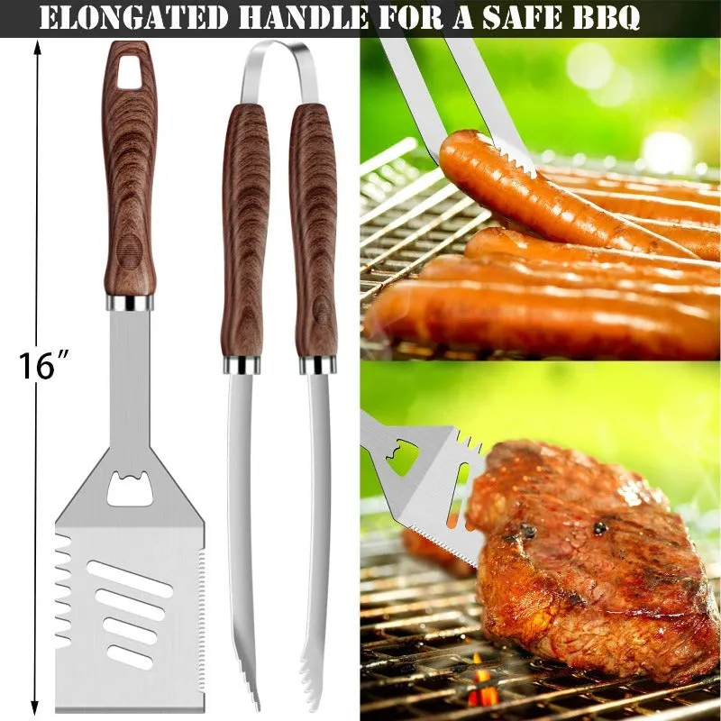 Rynx | 26pcs Grilling Accessories Kit - Stainless Steel Heavy BBQ Tools with Gloves and Corkscrew