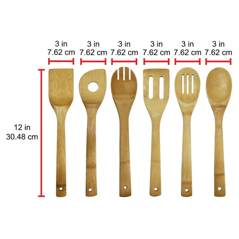 Rynx | 6 Pieces Oceanstar Bamboo Kitchen Tool Set With Hole For Hanging