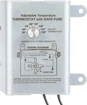Saillong Attic Fan Thermostat Control, Replacement Thermostat with Adjustable Temperature Dial, Programmable for Exhaust Fan, Greenhouse, Cooling System