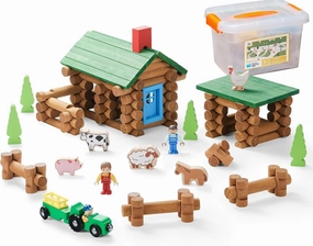 SainSmart Jr. Wooden Logs Set with Container - Classic Building Logs Ages 3  - Best Retro Building Gift Set for Boys - Creative Construction Engineering Educational Gifts