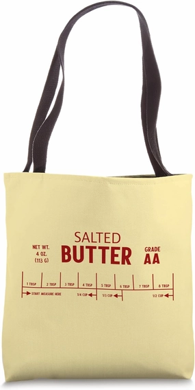 SALTED BUTTER STICK LABEL Funny Salty Foodie Baking Memes Tote Bag