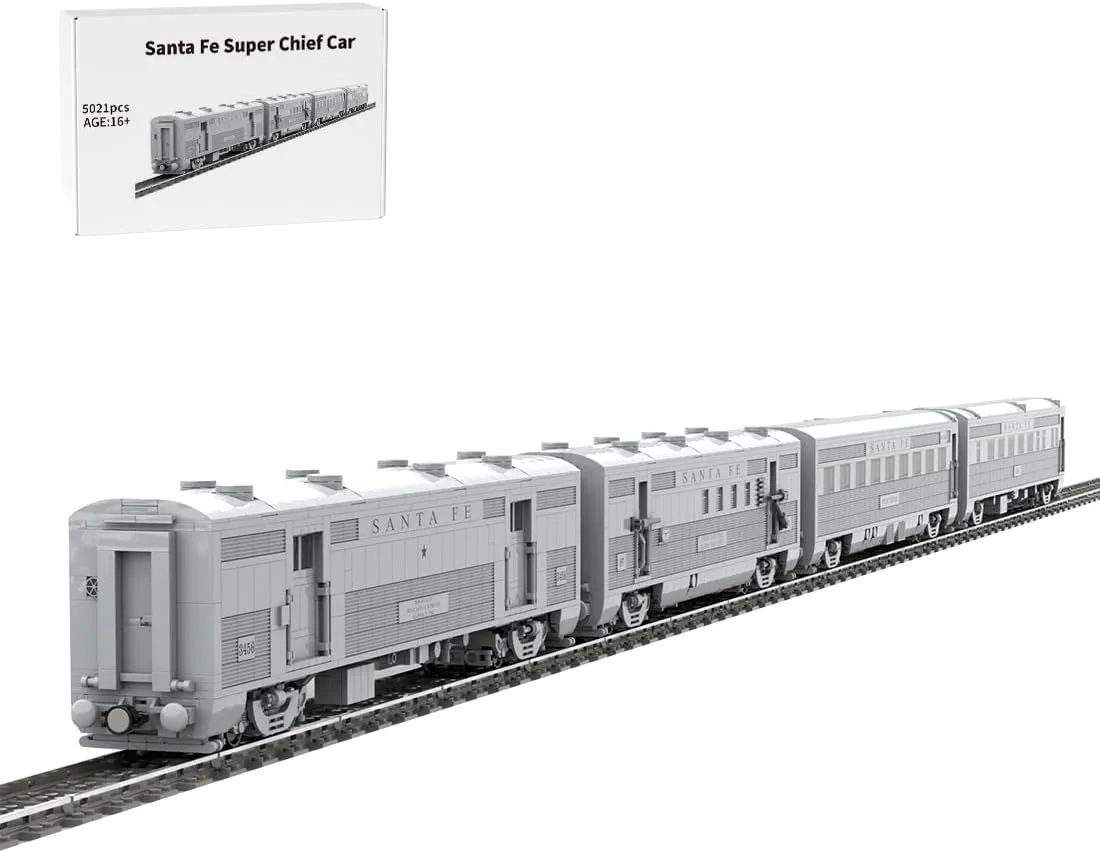 Santa Fe Super Chief Car Building Blocks Set, MOC-202248 Train Construction Kits, Creative Assembly Blocks, Perfect for Home Ornament, 5021 Pieces