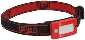 Sealey 2W COB LED Rechargeable Head Torch with Auto-Sensor - Red - LED360HTR