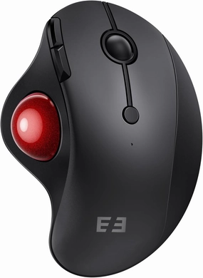 seenda Wireless Trackball Mouse, Ergonomic Mouse Bluetooth - Rollerball Mouse Rechargeable, Multi Devices Connection Thumb Control Mouse Compatible for Mac/Android/Windows Computers - Black&Red