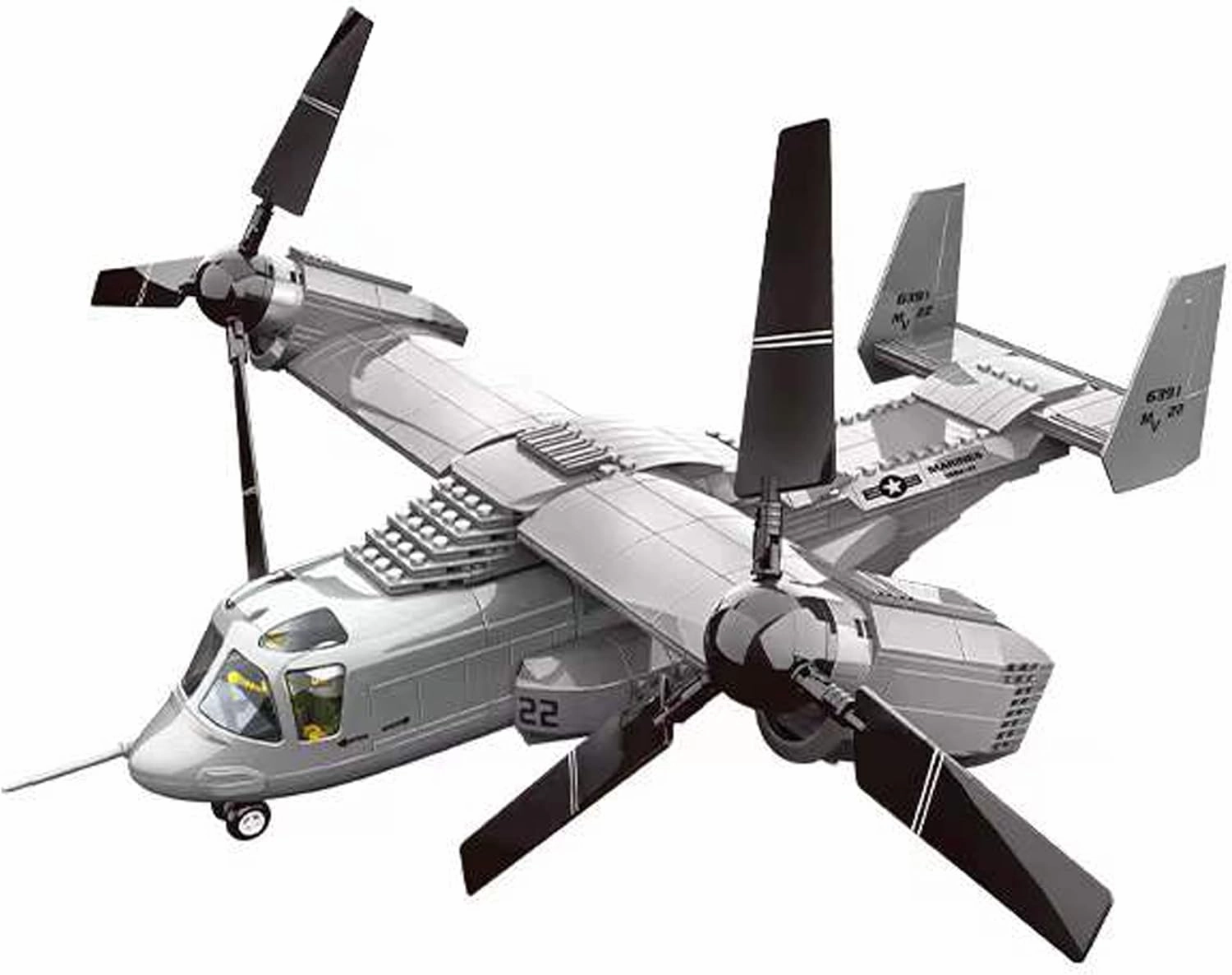 SEMKY Military Series Boeing Bell V-22 Osprey Air Force Building Block Set (605 Pieces) -Building and Military Toys Gifts for Kid and Adult