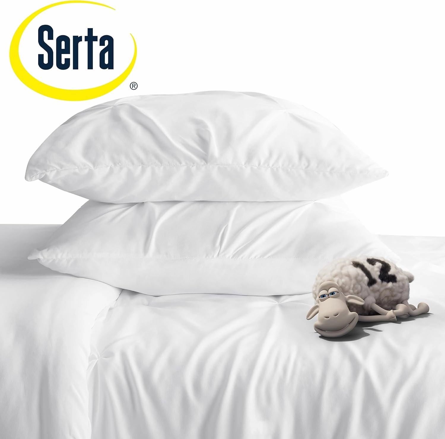 SERTA Simply Clean Soft Lightweight Pleated 3 Piece Hypoallergenic Comforter Set, Full/Queen, Grey