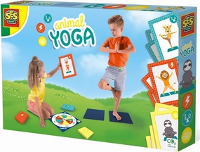 SES Creative: Animal Yoga - Kids Indoor/Outdoor Game, 27 Animal Themed Yoga Cards & 2 Mats, Family Fitness & Sport Activity, Active Play, Kids Ages 3 