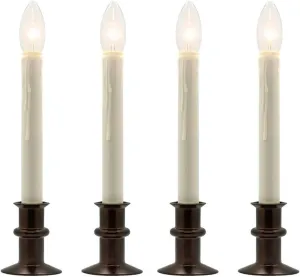 Set of Four Battery Operated Remote Programmable Window Hugger Candle for Narrow Window Sills Daily Timer Choose 6, 8, or 10 Hours Flicker or Steady (Antique Bronze)