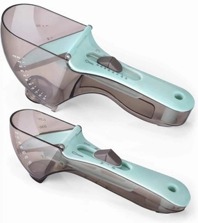 Set of 2 Ultimate Adjustable with Spoons Snaps Magnetic Measuring - High-tech