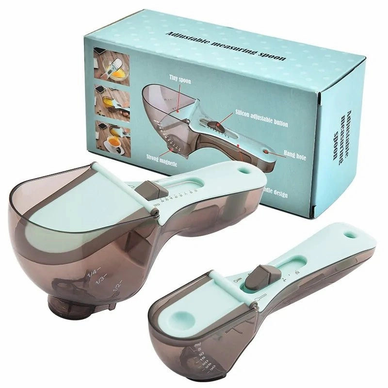 Set of 2 Ultimate Adjustable with Spoons Snaps Magnetic Measuring - High-tech