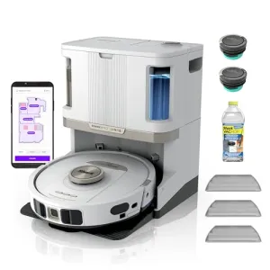 Shark Robot Vacuum ⁘ Mop Combo, PowerDetect NeverTouch Pro, Self-Emptying, Self-Refill with Self-Clean Pad Wash ⁘ Dry, 60-D….
