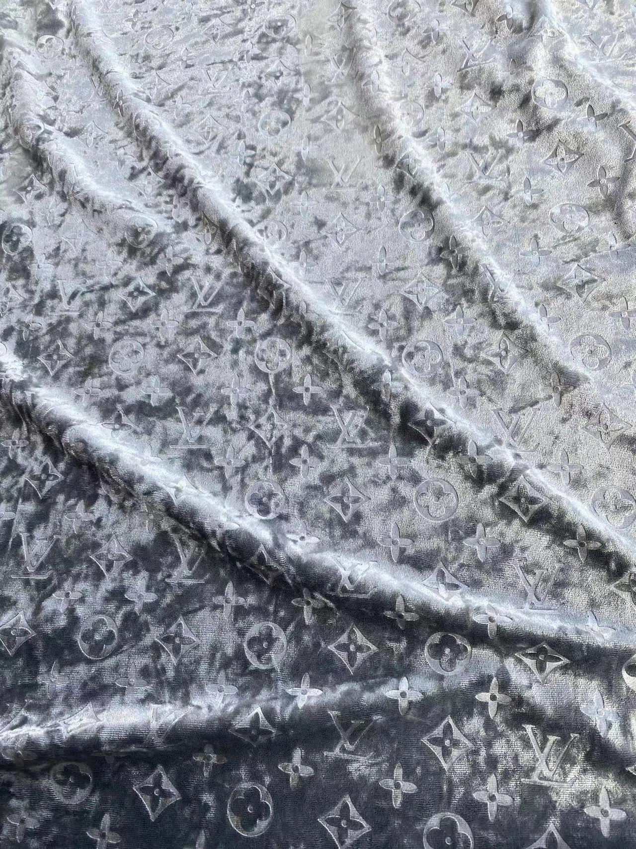 Shiny Silver Grey LV Velvet for Shoes