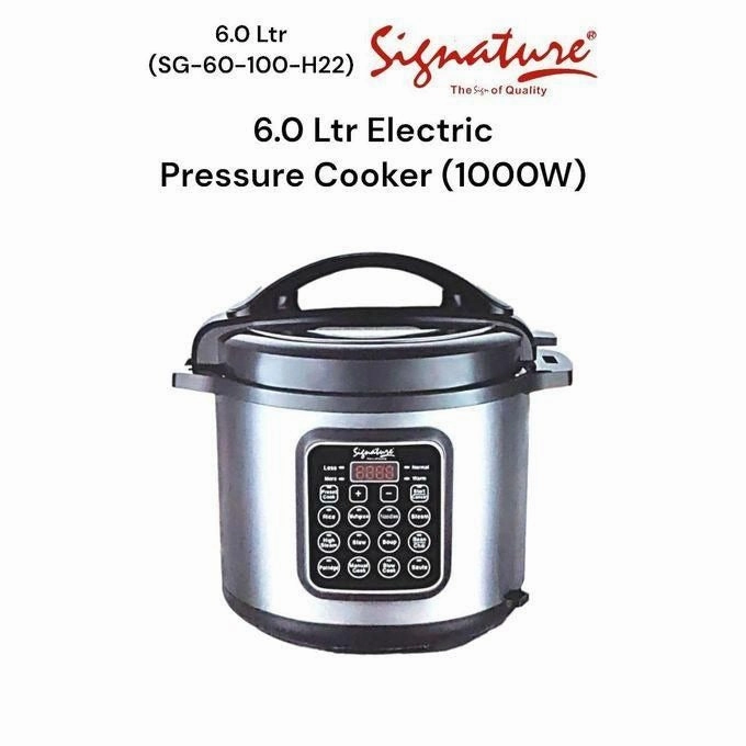 Signature Multifunctional Electric Smart Electric Pressure Cooker, 6L, 1000Watts Stainless Steel ,With Inner Non-stick Pot