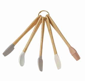 Silicone & Beech Wood Neutral Mini Kitchen Utensils