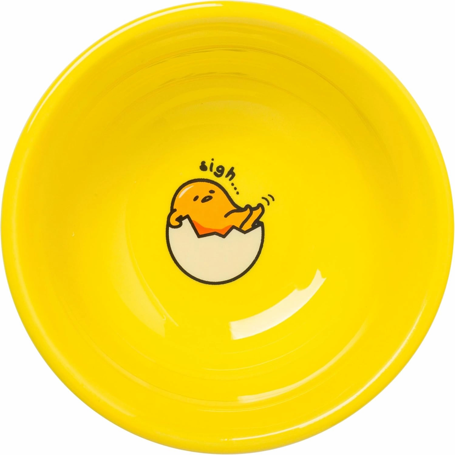 Silver Buffalo Sanrio Hello Kitty and Friends Gudetama Lazy Egg Sigh Yellow Ceramic Sushi Set with Dipping Sauce Dish and Matching Chopsticks