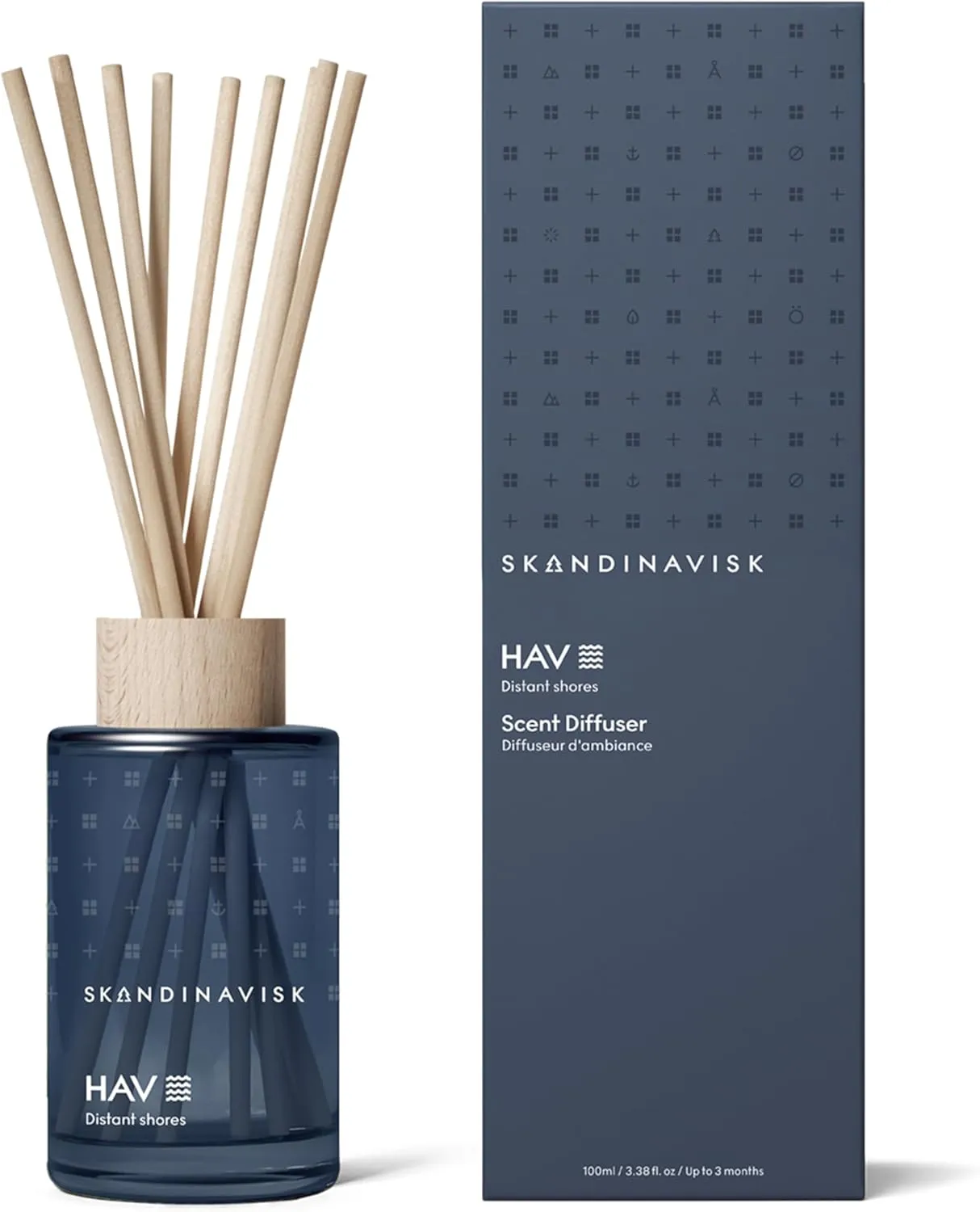 Skandinavisk HAV 'Sea' Scent Diffuser with 8 Scents; Scent Notes: Salt Spray and Sea Kelp, Hawthorn and Beach Rose, 3.38 fl. oz.