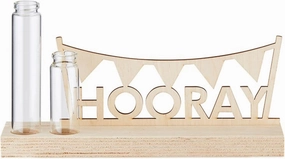 Slant Collections Wood Gift Décor for Table or Shelf, 8.8" L x 7.3" H, Hooray