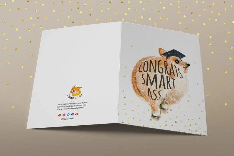 SMART ASS CORGI GRAD CARD