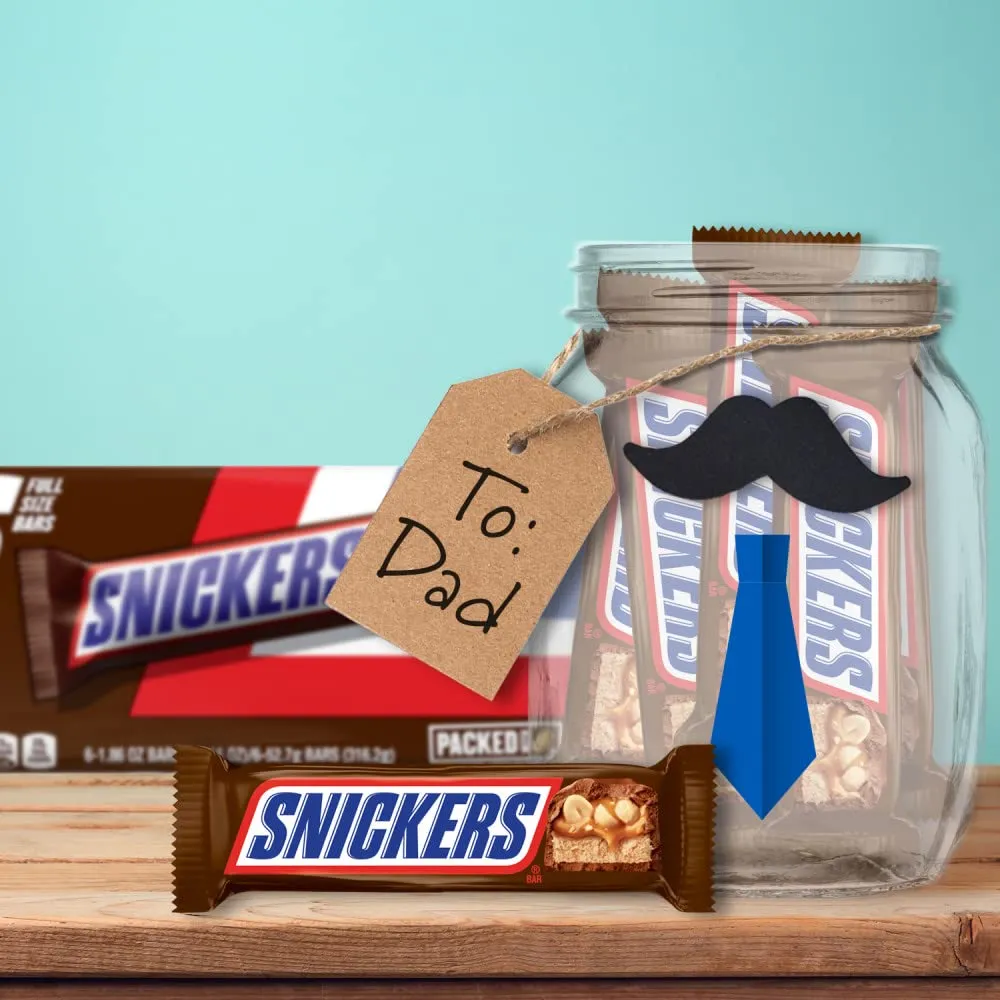 SNICKERS Full Size Milk Chocolate Candy Bars Father’s Day Gift - 11.16 oz, 6 Chocolate Bars Pack
