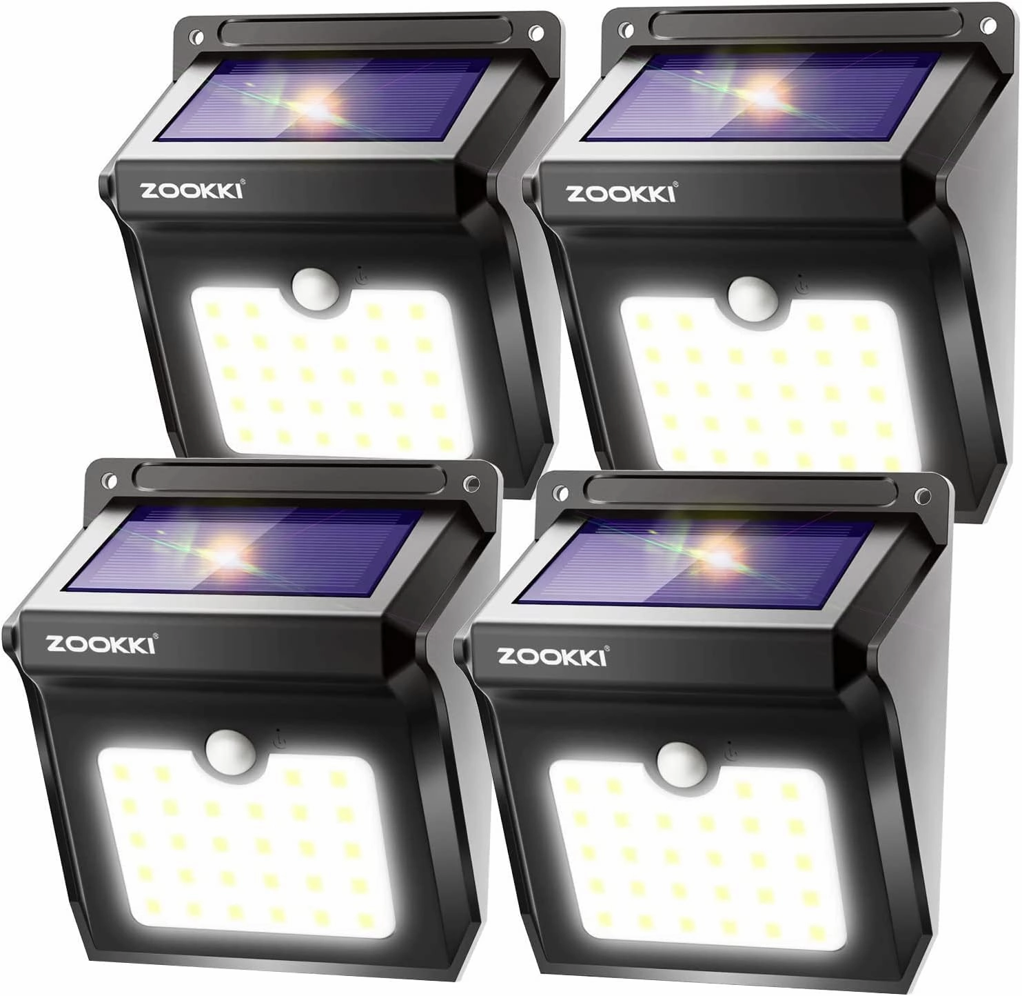 Solar Outdoor Lights -120° Illumination Solar Motion Sensor Lights Outdoor - IP65 Waterproof Wireless Security Outdoor Solar Powered Lights for Garden Fence Patio Deck（28LED 4-Pack）