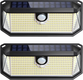 Solar Outdoor Lights, 4000LM 388 LEDs Motion Sensor Solar Powered Outdoor Light, IP65 Waterproof Exterior Flood Security Lights with 270° Wide Angle & 3 Modes for Patio Garage, 2-Pack