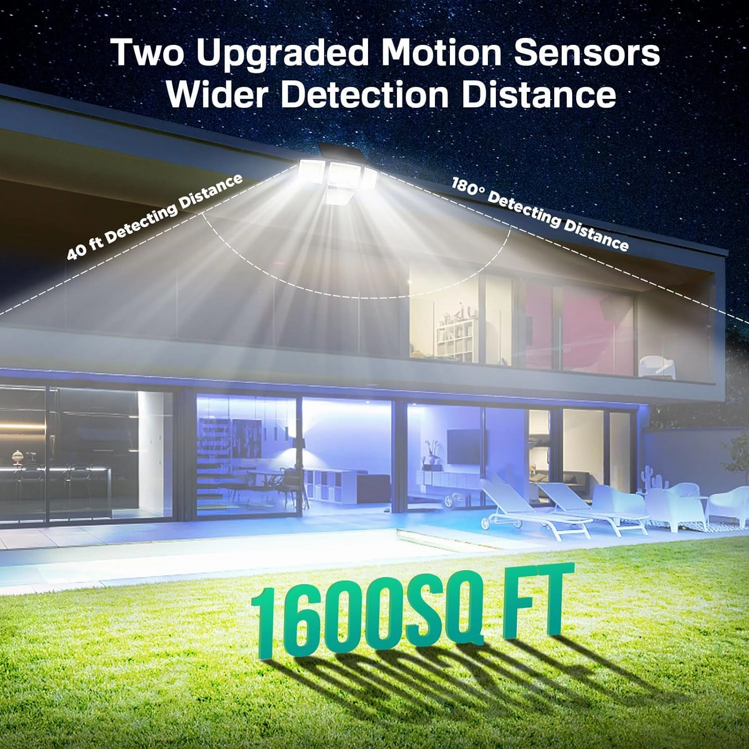 Solar Outdoor Lights - 3000LM 188 LED Motion Sensor Outdoor Lights, 4 Heads Security Light,IP65 Waterproof, Easy Install,270°Wide Angle Flood Wall Light with 3 Modes for Backyard Yard (2 Pack)