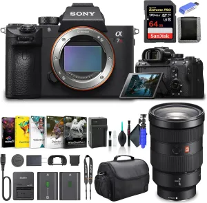 Sony Alpha a7R III Mirrorless Digital Camera Body Only ILCE7RM3/B, Sony FE 24-70mm Lens, 64GB Memory Card, NP-FZ-100 Battery, Corel Photo Software, Case, External Charger, and More