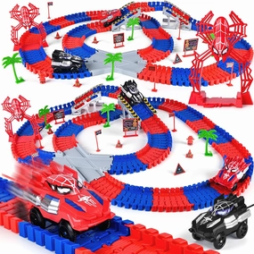 Spider Toys, Race Track with 2pcs Spider Cars and 1pcs Stand-Spider for Kids Toddler, 3 4 5 6 7 8 Year Old Boys Girls Birthday Party Favor Gift