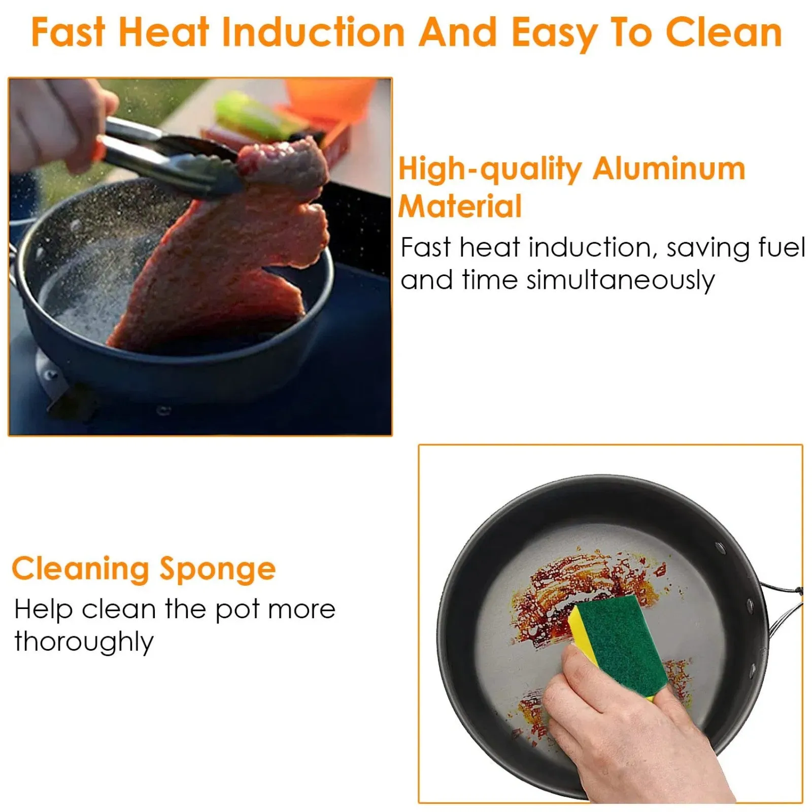 Spoon Fork Set Knife, and Fully integrated Camping Interactive Aluminum LunaLulinlk Pot Piece Cookware 8 Folding