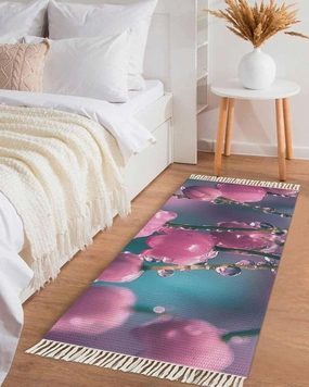 Spring Flowers Kitchen Runner Rug 2x6 Bedside Rug with Tassel Cotton Woven Throw Rugs Washable Hallway Runner Rug Lily of The Valley Summer Floral Floor Carpet for Bedroom Bathroom Living Room