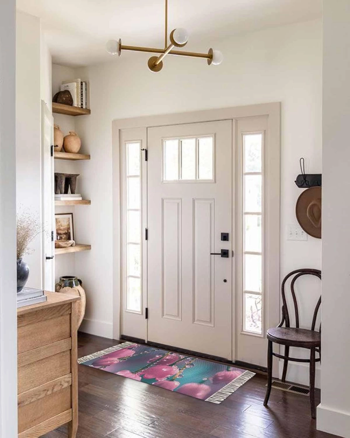 Spring Flowers Kitchen Runner Rug 2x6 Bedside Rug with Tassel Cotton Woven Throw Rugs Washable Hallway Runner Rug Lily of The Valley Summer Floral Floor Carpet for Bedroom Bathroom Living Room