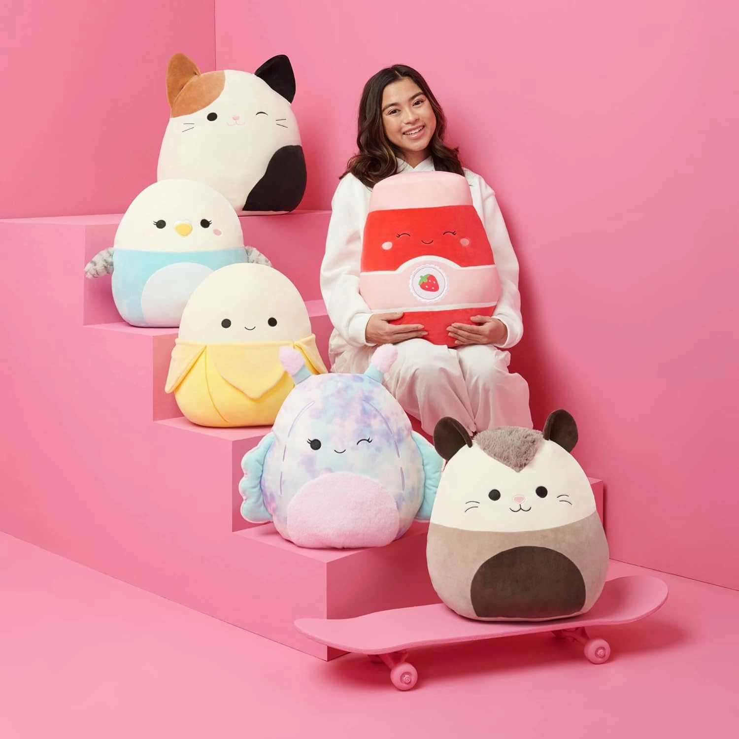 Squishmallows Stackables 12-Inch Trinity Pink Triceratops - Medium-Sized Ultrasoft Official Kelly Toy Plush