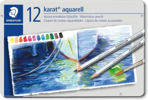 Staedtler Karat Aquarell Premium Watercolor Pencils, Set of 12 Colors (125M12)