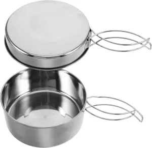Stainless Steel Cookware Set Camping Kit Metal Pot for Outdoor Cooking Portable Cooking Pot with Lid